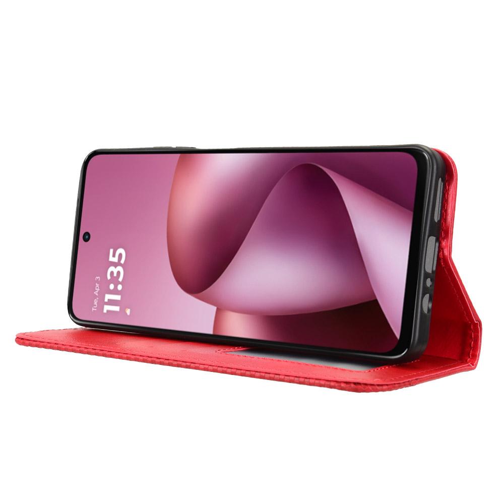 For Motorola Moto G37 / G47 / G37 Power Magnetic Buckle Retro Texture Leather Phone Case - Red - EDA005674142B