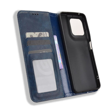 For Motorola Moto G37 / G47 / G37 Power Magnetic Buckle Retro Texture Leather Phone Case - Blue - EDA005674142C