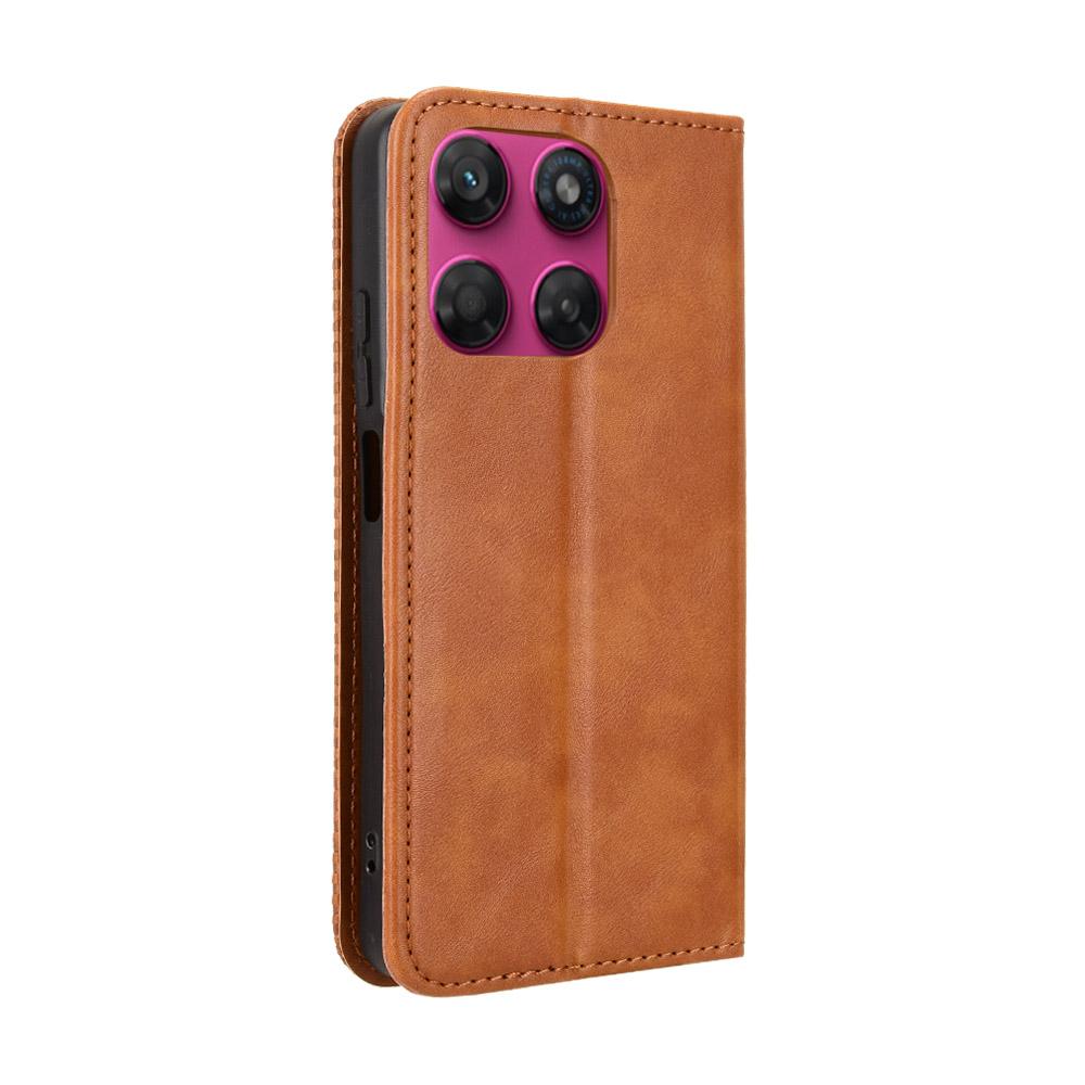 For Motorola Moto G37 / G47 / G37 Power Magnetic Buckle Retro Texture Leather Phone Case - Brown - EDA005674142D