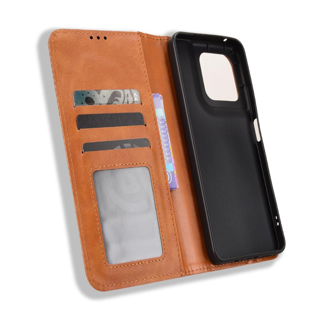 For Motorola Moto G37 / G47 / G37 Power Magnetic Buckle Retro Texture Leather Phone Case - Brown - EDA005674142D