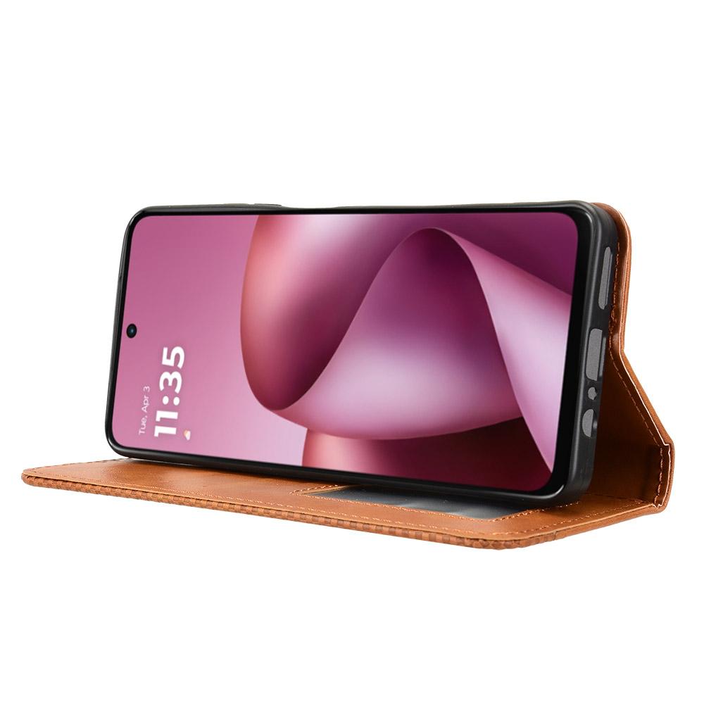 For Motorola Moto G37 / G47 / G37 Power Magnetic Buckle Retro Texture Leather Phone Case - Brown - EDA005674142D