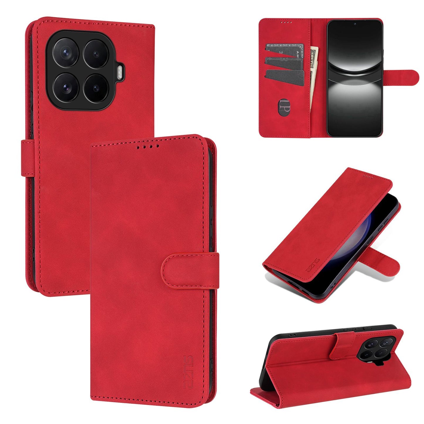 For Xiaomi 17T 5G AZNS Skin Feel Calf Texture Flip Leather Phone Case(Red)