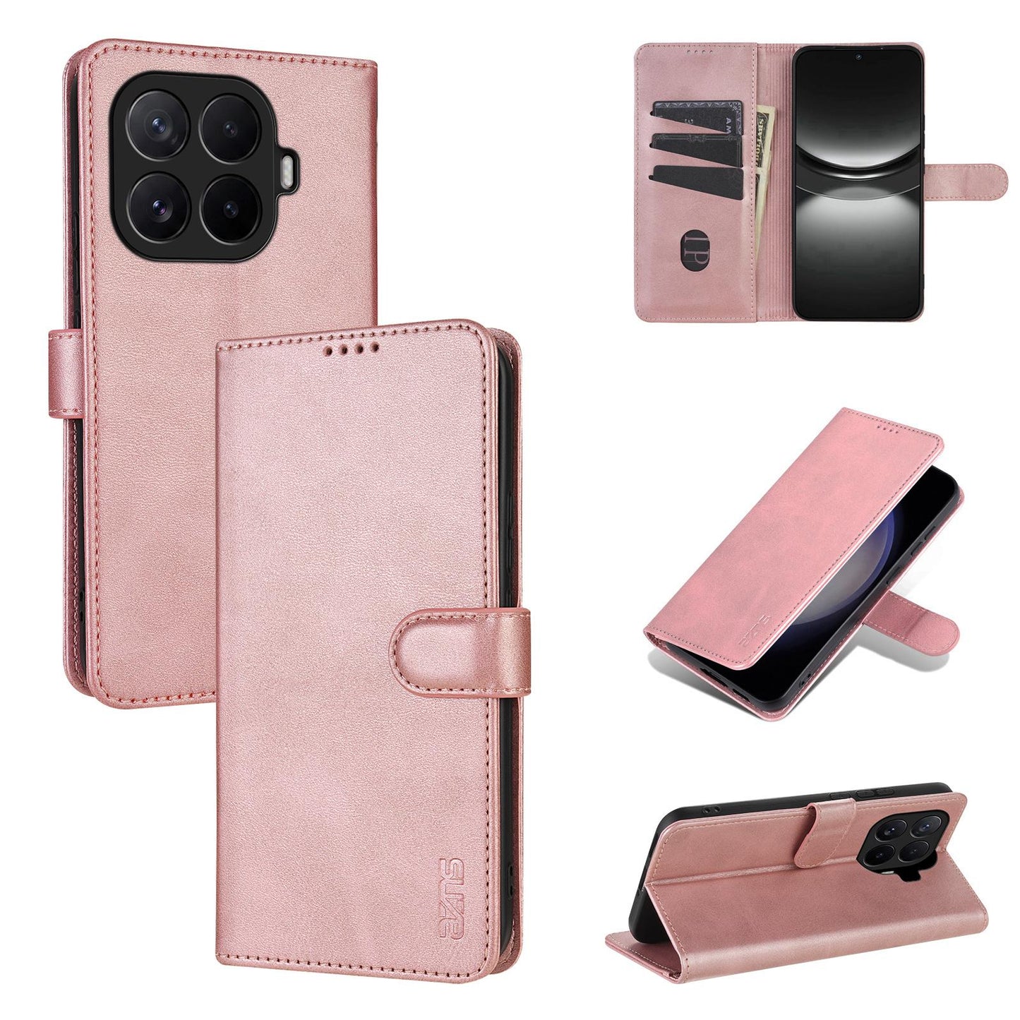 For Xiaomi 17T 5G AZNS Skin Feel Calf Texture Flip Leather Phone Case(Rose Gold)