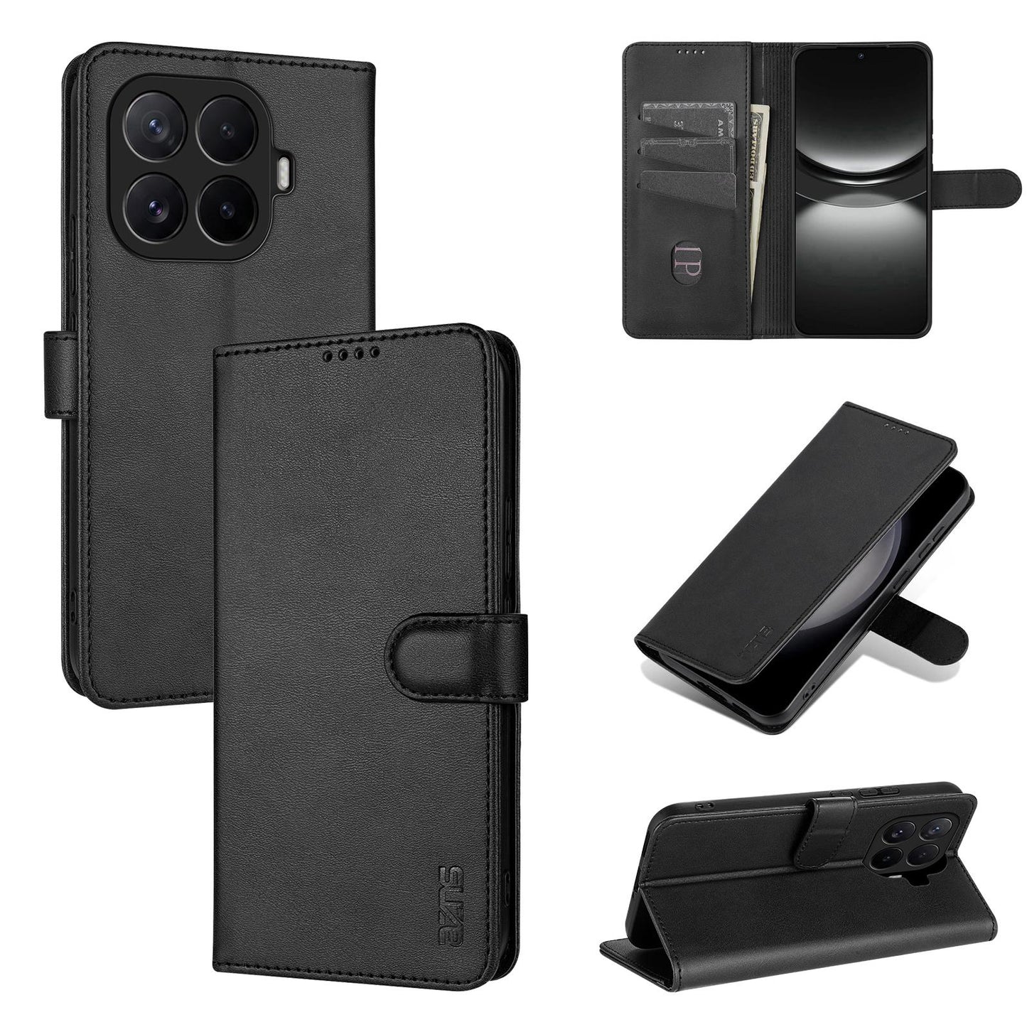 For Xiaomi 17T 5G AZNS Skin Feel Calf Texture Flip Leather Phone Case(Black)