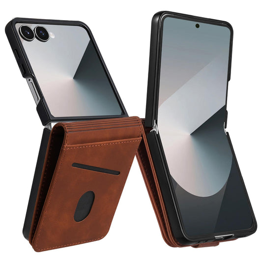 For Galaxy Z Flip7 5G AZNS Skin Feel Calf Texture Flip Leather Phone Case(Brown)
