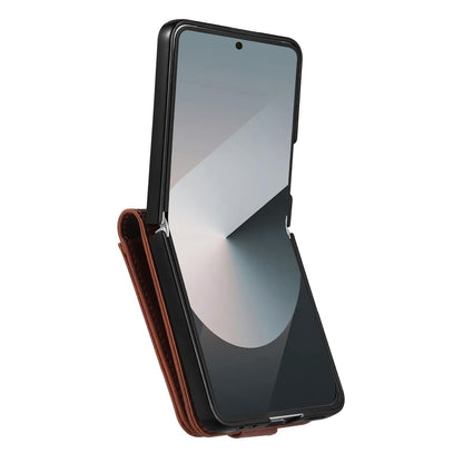 For Galaxy Z Flip7 5G AZNS Skin Feel Calf Texture Flip Leather Phone Case(Brown)