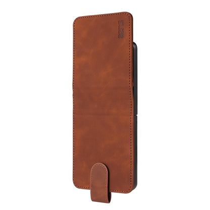 For Galaxy Z Flip7 5G AZNS Skin Feel Calf Texture Flip Leather Phone Case(Brown)