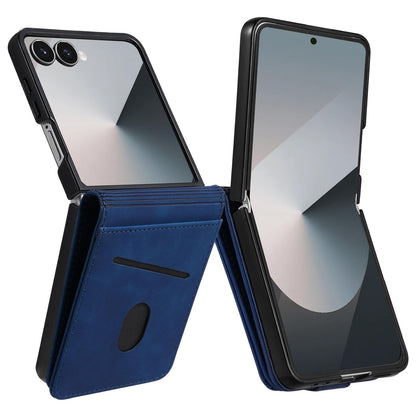 For Galaxy Z Flip7 5G AZNS Skin Feel Calf Texture Flip Leather Phone Case(Blue)