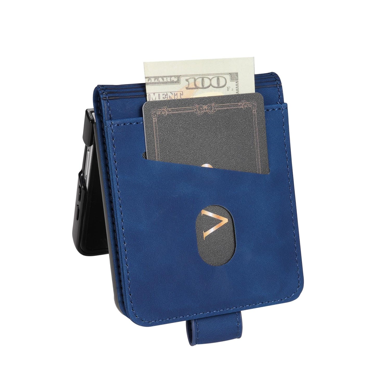 For Galaxy Z Flip7 5G AZNS Skin Feel Calf Texture Flip Leather Phone Case(Blue)