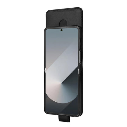 For Galaxy Z Flip7 5G AZNS Skin Feel Calf Texture Flip Leather Phone Case(Black)