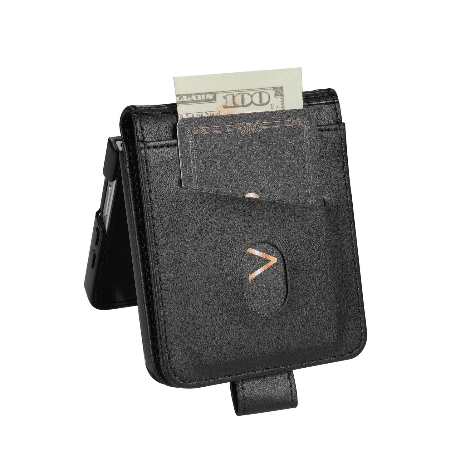 For Galaxy Z Flip7 5G AZNS Skin Feel Calf Texture Flip Leather Phone Case(Black)