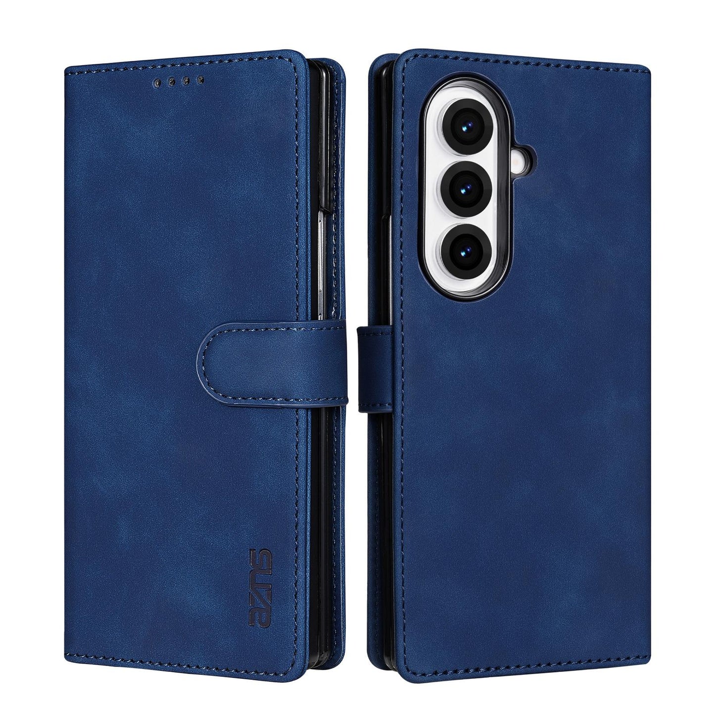 For Galaxy Z Fold8 Ultra 5G AZNS Skin Feel Calf Texture Flip Leather Phone Case(Blue)