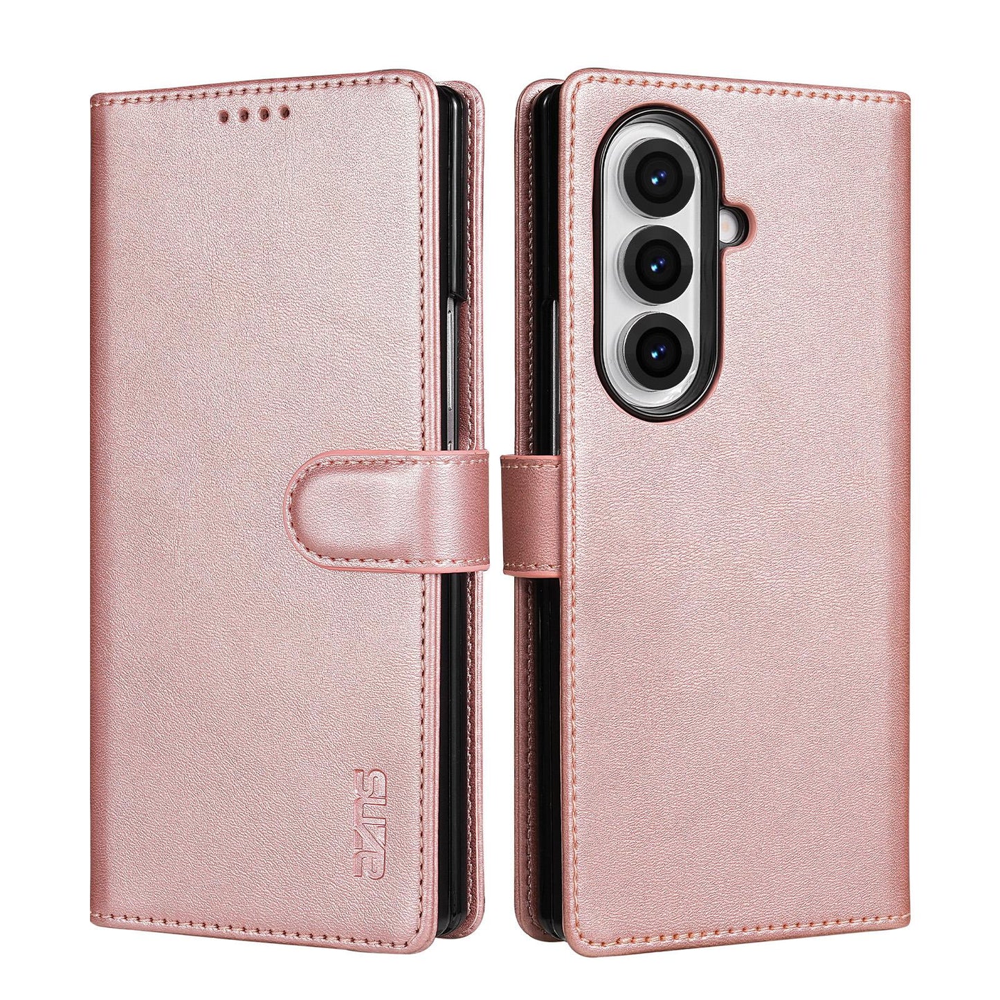 For Galaxy Z Fold8 Ultra 5G AZNS Skin Feel Calf Texture Flip Leather Phone Case(Rose Gold)