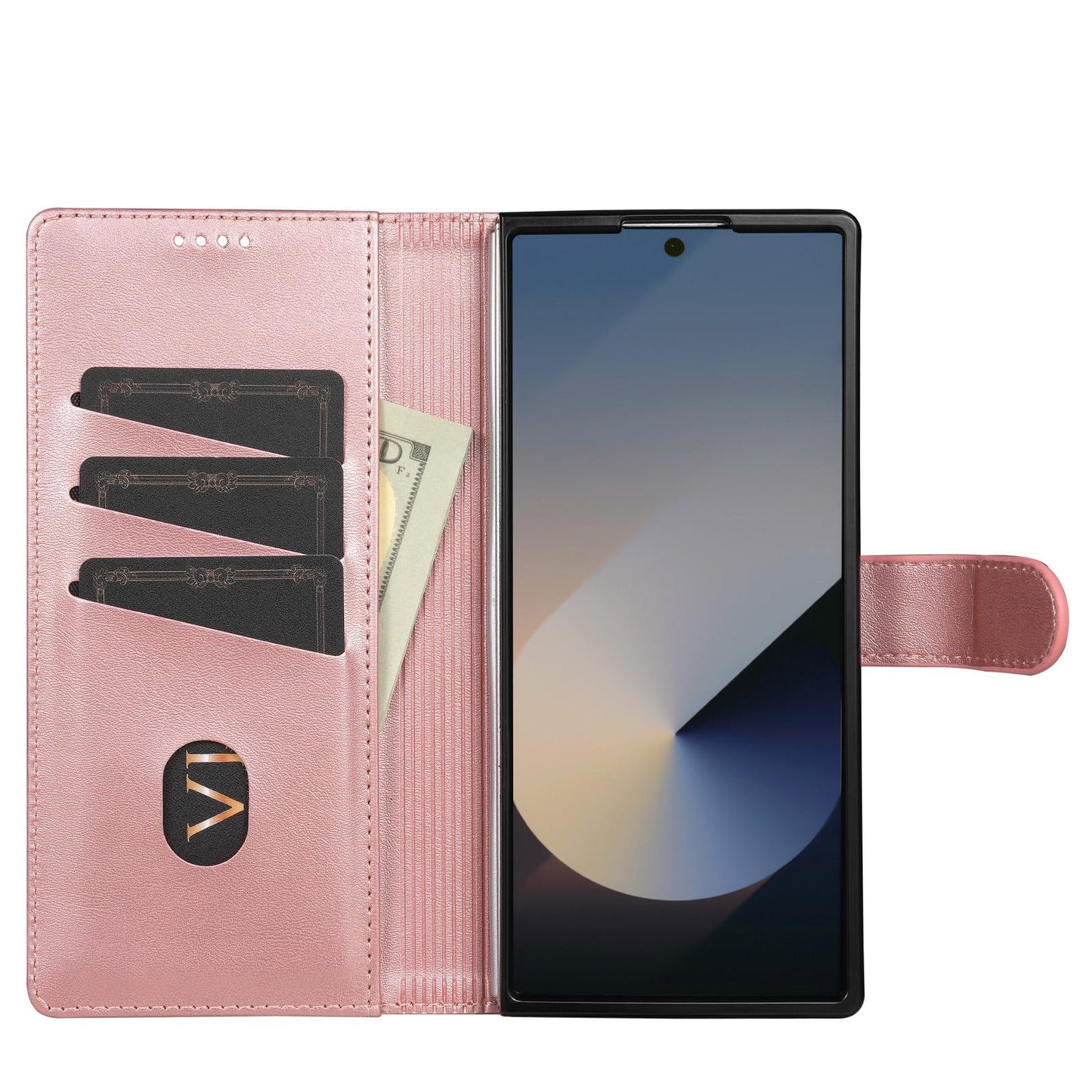 For Galaxy Z Fold8 Ultra 5G AZNS Skin Feel Calf Texture Flip Leather Phone Case(Rose Gold)