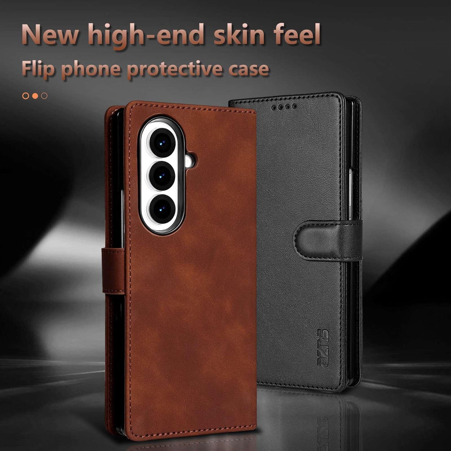 For Galaxy Z Fold8 Ultra 5G AZNS Skin Feel Calf Texture Flip Leather Phone Case(Rose Gold)