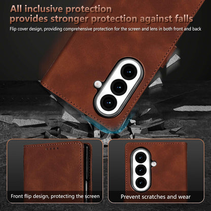 For Galaxy Z Fold8 Ultra 5G AZNS Skin Feel Calf Texture Flip Leather Phone Case(Rose Gold)