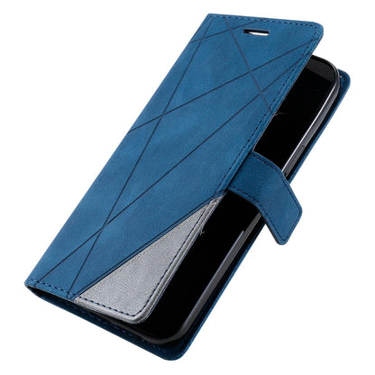 For iPhone 17 Pro Max Skin Feel Splicing Leather Phone Case(Blue)
