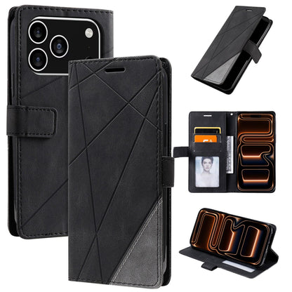 For iPhone 17 Pro Max Skin Feel Splicing Leather Phone Case(Black)