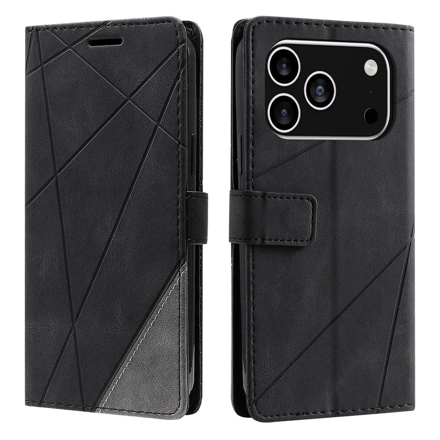 For iPhone 17 Pro Max Skin Feel Splicing Leather Phone Case(Black)