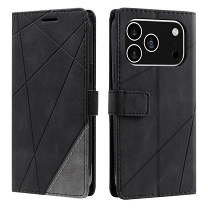 For iPhone 17 Pro Max Skin Feel Splicing Leather Phone Case(Black)