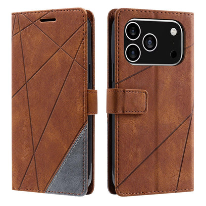 For iPhone 17 Pro Max Skin Feel Splicing Leather Phone Case(Brown)