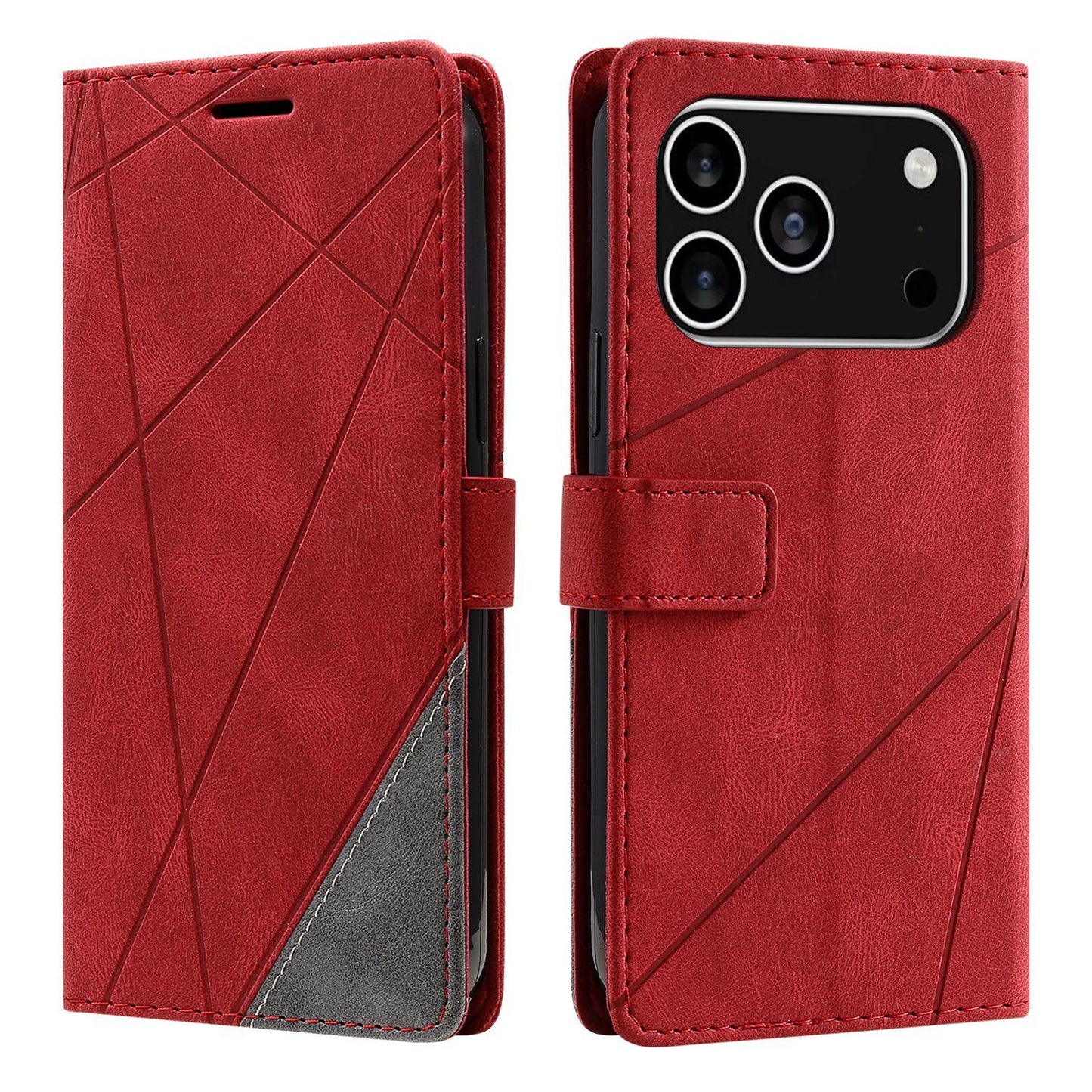 For iPhone 17 Pro Skin Feel Splicing Leather Phone Case(Red)