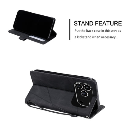 For iPhone 17 Pro Skin Feel Splicing Leather Phone Case(Black)