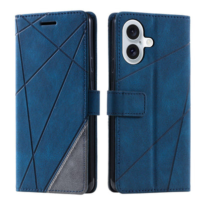 For iPhone 17 Skin Feel Splicing Leather Phone Case(Blue)