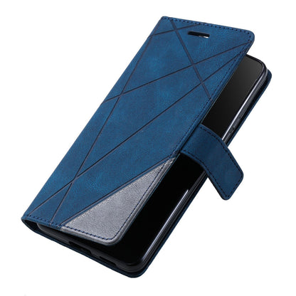 For iPhone 17 Skin Feel Splicing Leather Phone Case(Blue)