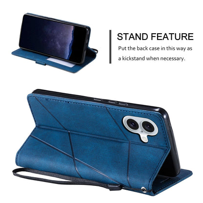 For iPhone 17 Skin Feel Splicing Leather Phone Case(Blue)