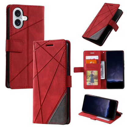 For iPhone 17 Skin Feel Splicing Leather Phone Case(Red)