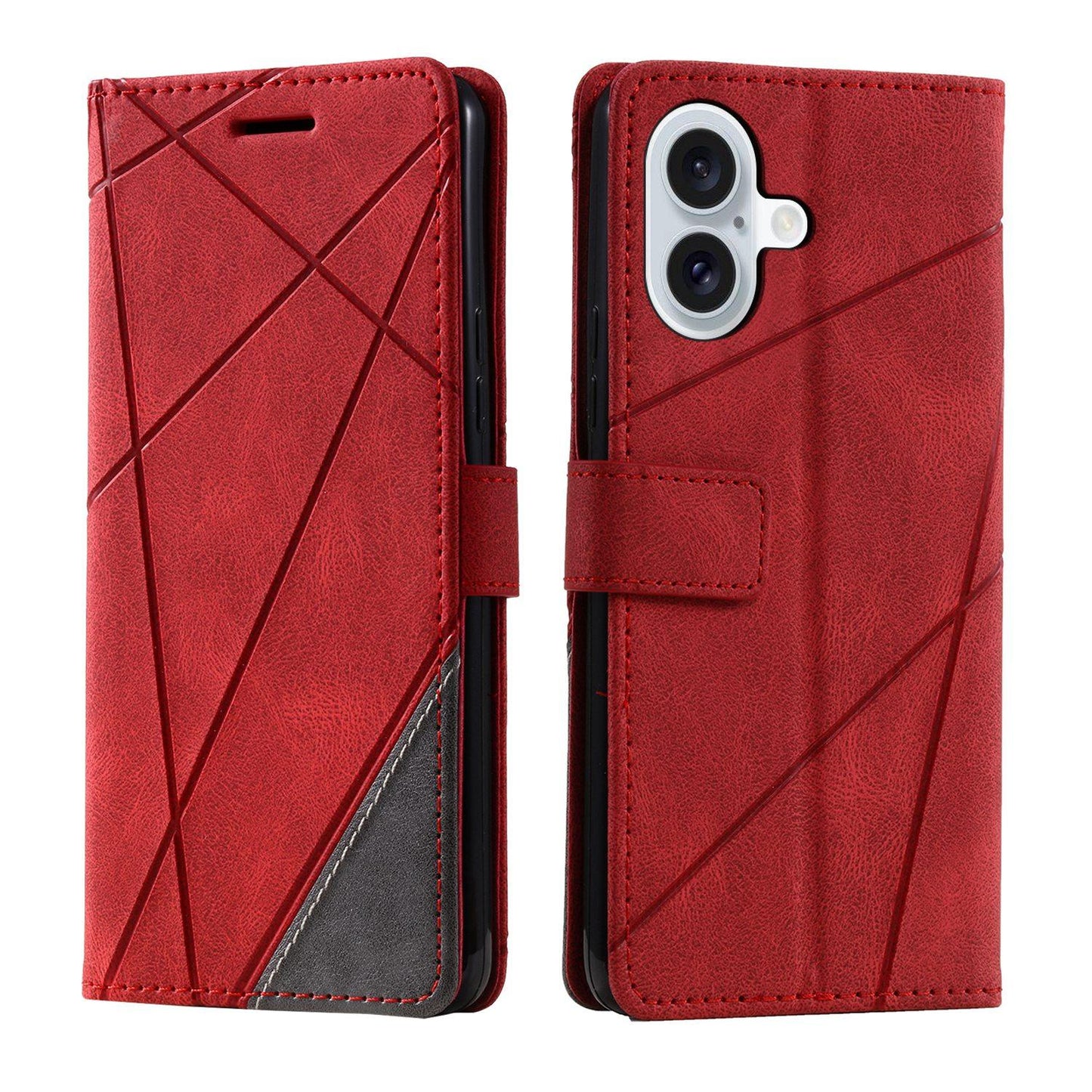 For iPhone 17 Skin Feel Splicing Leather Phone Case(Red)