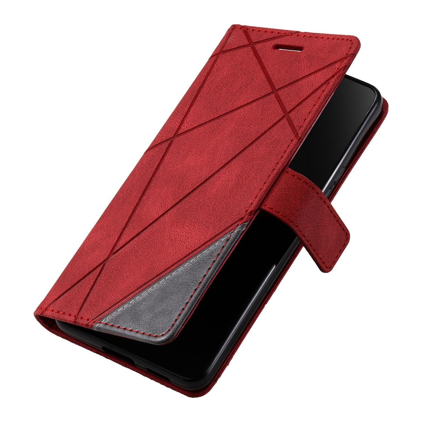 For iPhone 17 Skin Feel Splicing Leather Phone Case(Red)