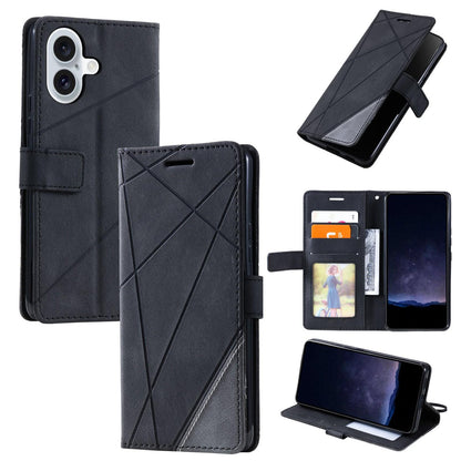 For iPhone 17 Skin Feel Splicing Leather Phone Case(Black)