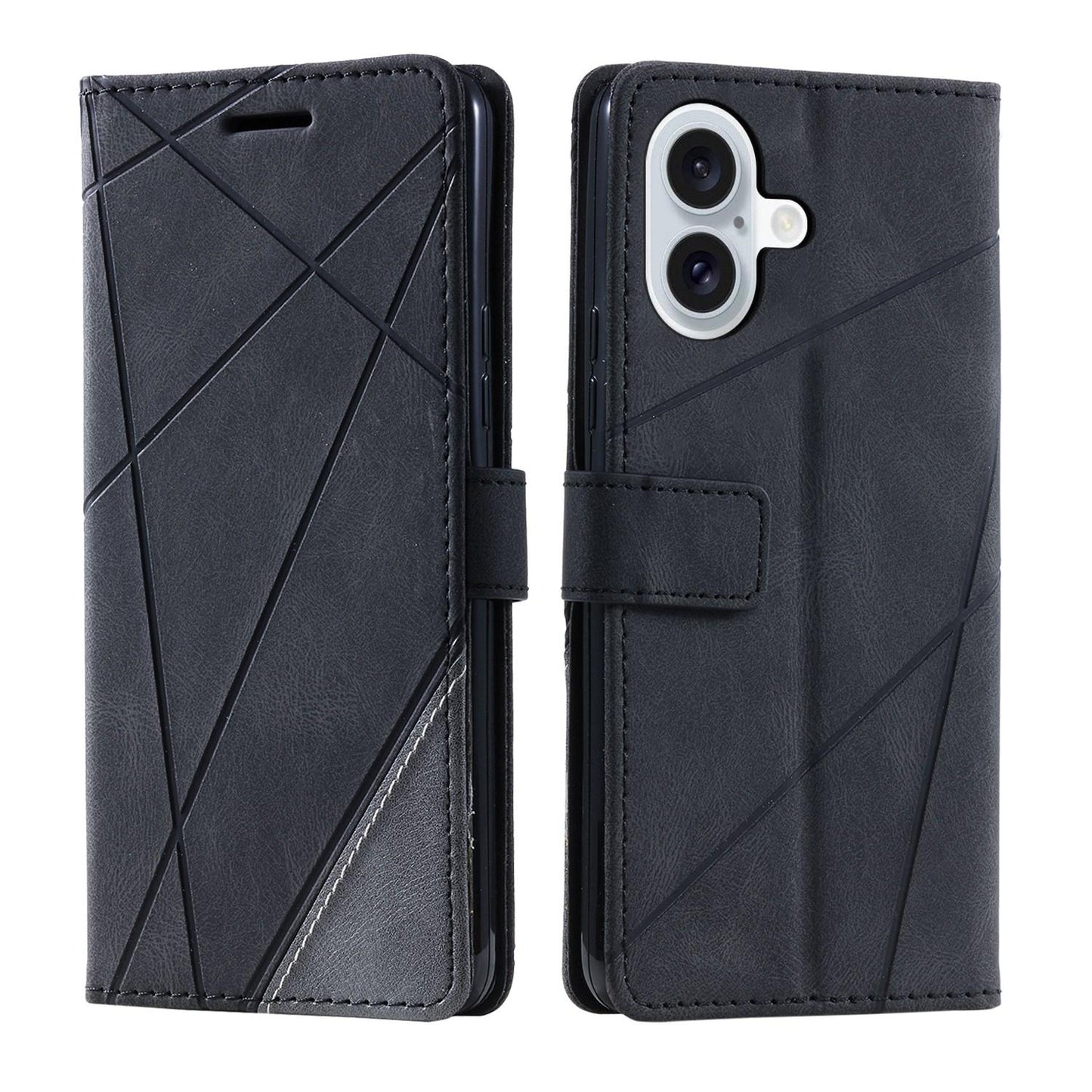For iPhone 17 Skin Feel Splicing Leather Phone Case(Black)
