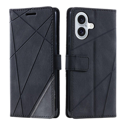 For iPhone 17 Skin Feel Splicing Leather Phone Case(Black)