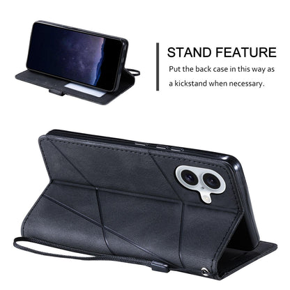 For iPhone 17 Skin Feel Splicing Leather Phone Case(Black)