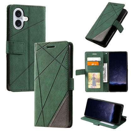 For iPhone 17 Skin Feel Splicing Leather Phone Case(Green)