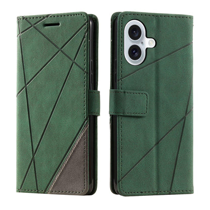 For iPhone 17 Skin Feel Splicing Leather Phone Case(Green)
