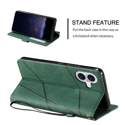 For iPhone 17 Skin Feel Splicing Leather Phone Case(Green)