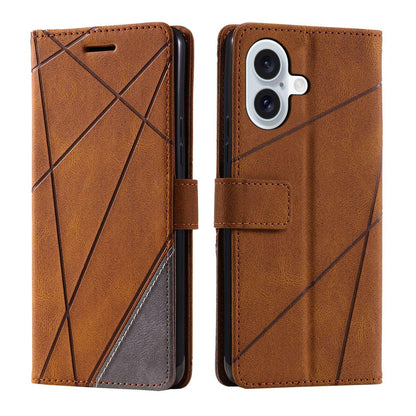 For iPhone 17 Skin Feel Splicing Leather Phone Case(Brown)