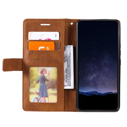 For iPhone 17 Skin Feel Splicing Leather Phone Case(Brown)