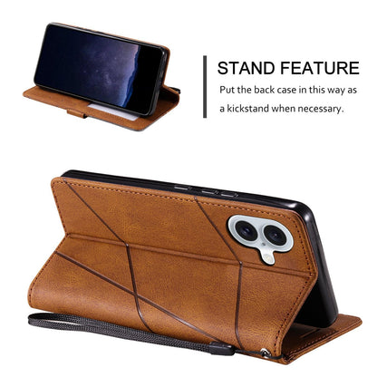For iPhone 17 Skin Feel Splicing Leather Phone Case(Brown)