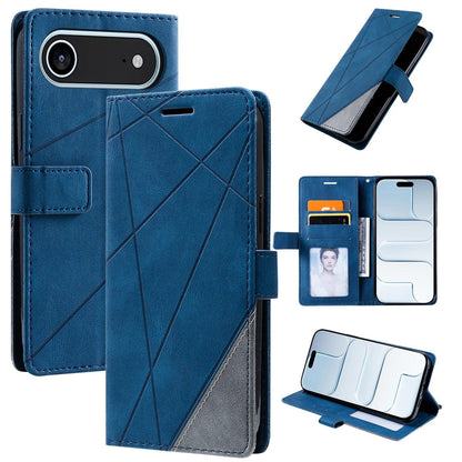 For iPhone Air Skin Feel Splicing Leather Phone Case(Blue)