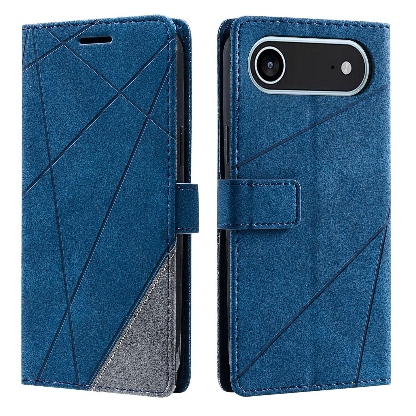 For iPhone Air Skin Feel Splicing Leather Phone Case(Blue)