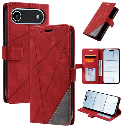 For iPhone Air Skin Feel Splicing Leather Phone Case(Red)