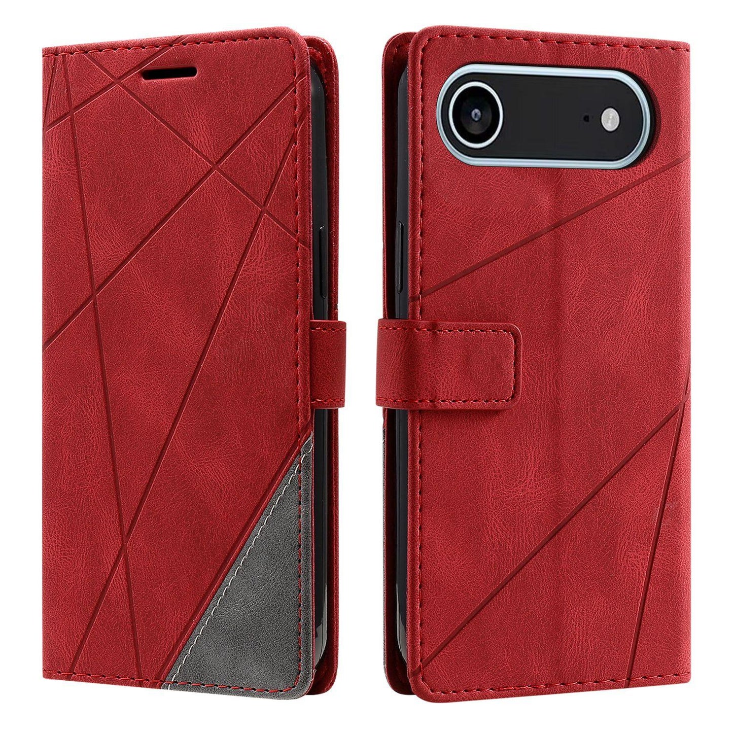 For iPhone Air Skin Feel Splicing Leather Phone Case(Red)