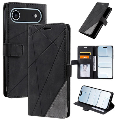 For iPhone Air Skin Feel Splicing Leather Phone Case(Black)