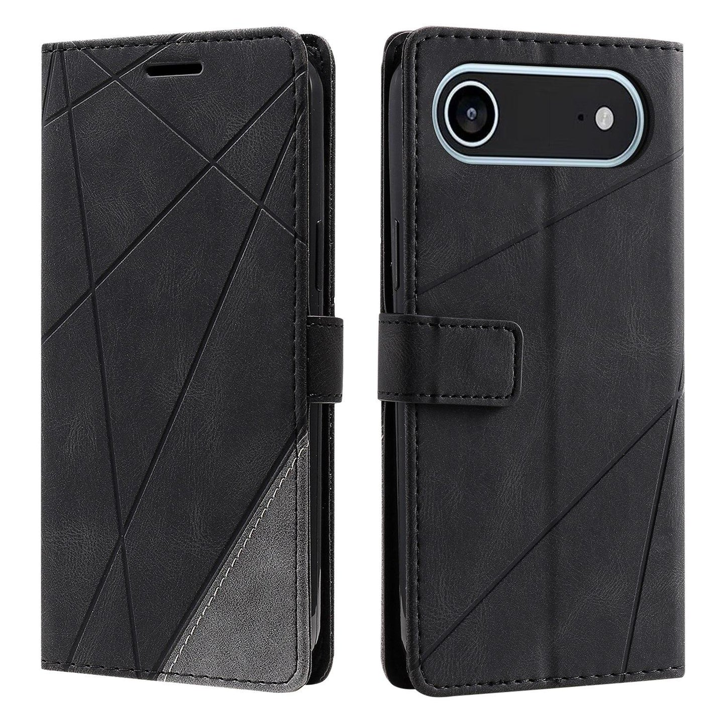For iPhone Air Skin Feel Splicing Leather Phone Case(Black)