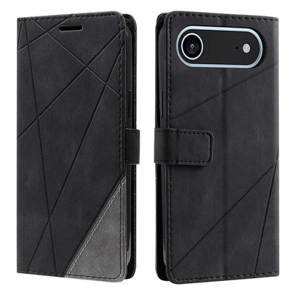 For iPhone Air Skin Feel Splicing Leather Phone Case(Black)